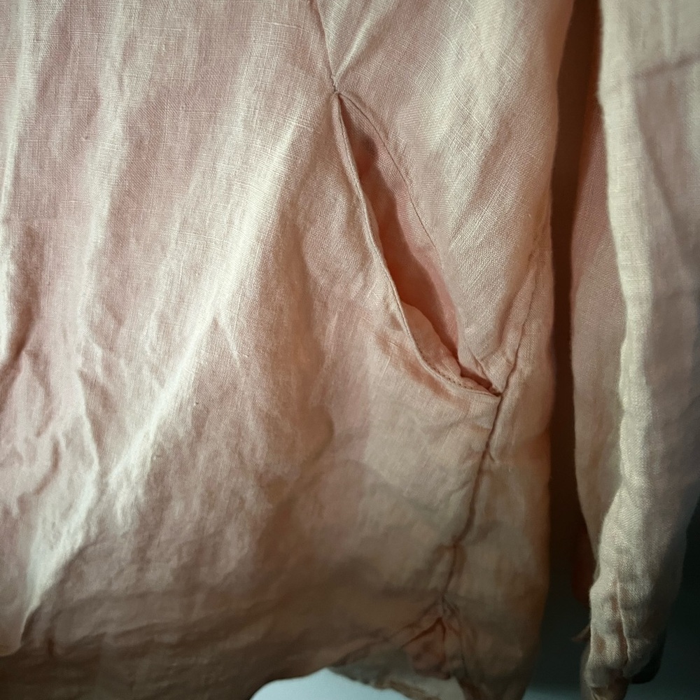 Sigrid Olsen Peach 100% Linen Button-Down Linen Shirt Coastal - Picture 4 of 7